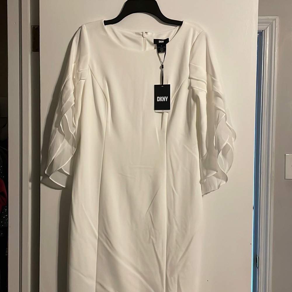 White dress with chiffon sleeves